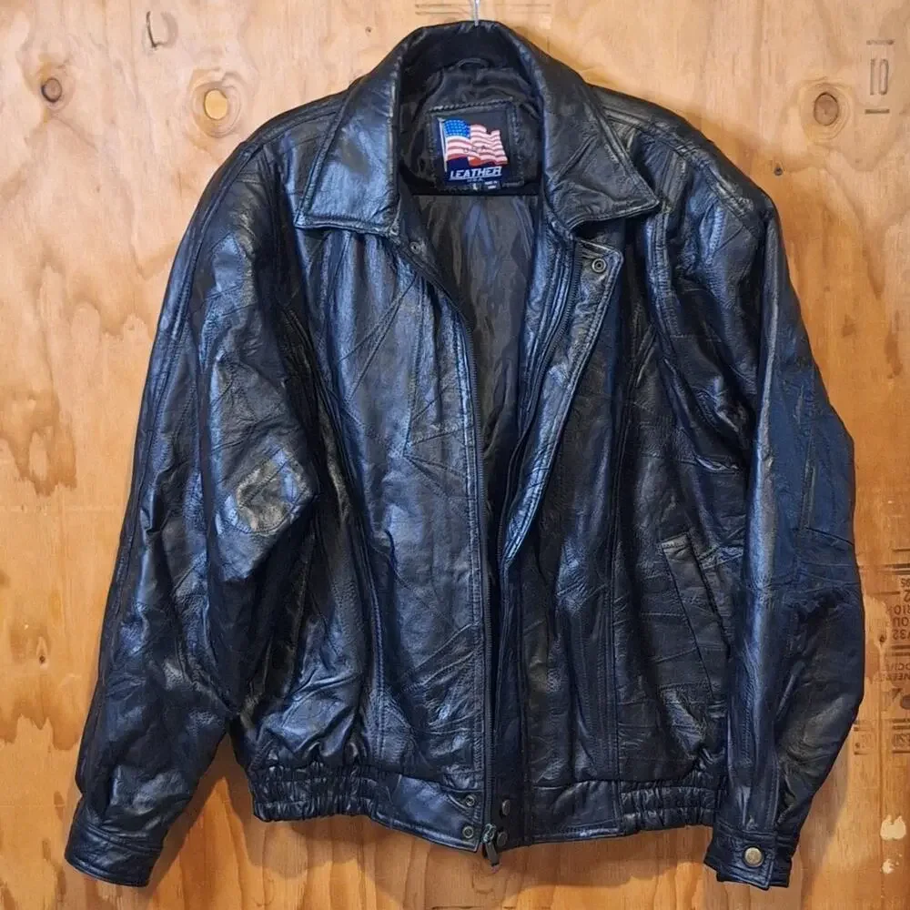 Leather U.S.A. Vintage Men's Leather Jacket Size XL Bikercore Motorcycle Edgy
